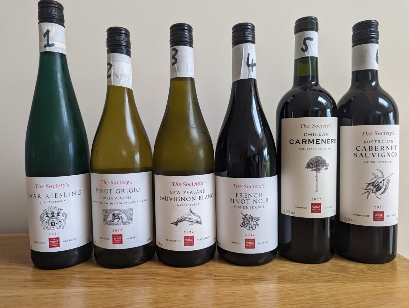 6 bottles of Wine Society own label wines